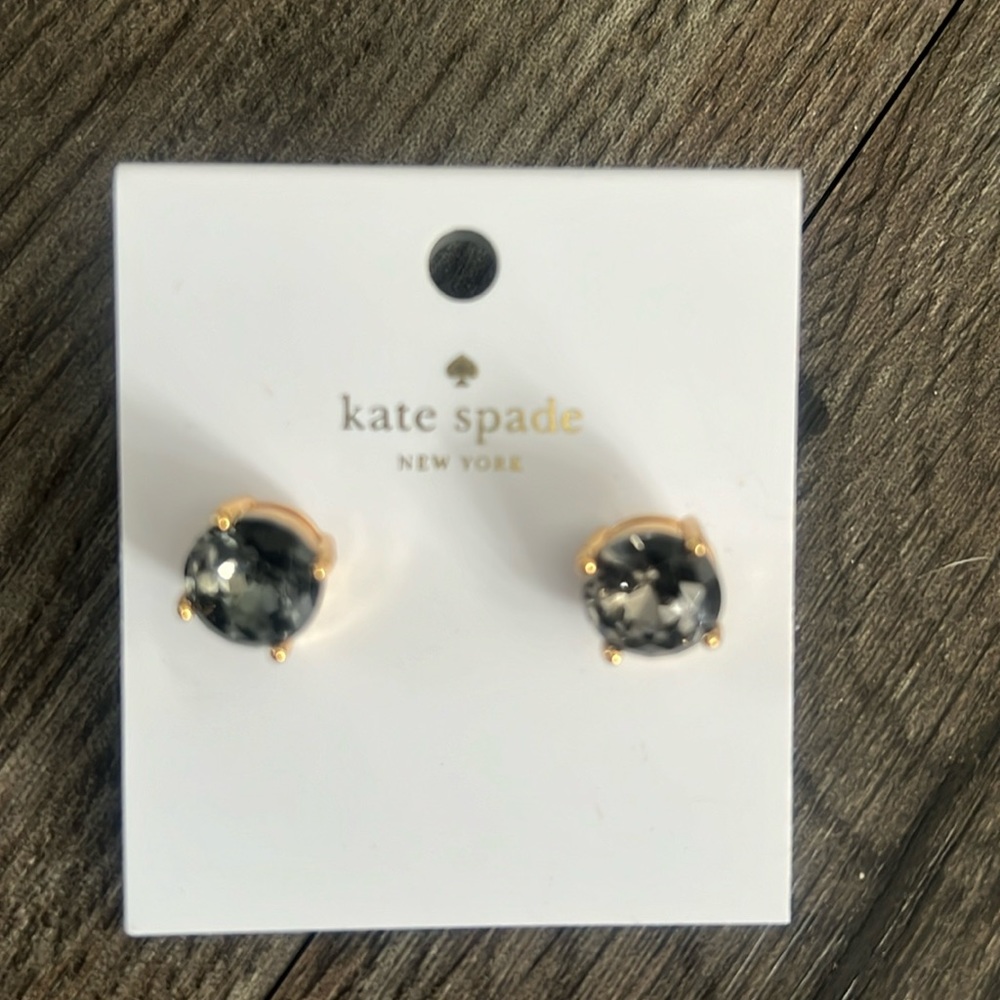 New on card Kate Spade black and gold earrings